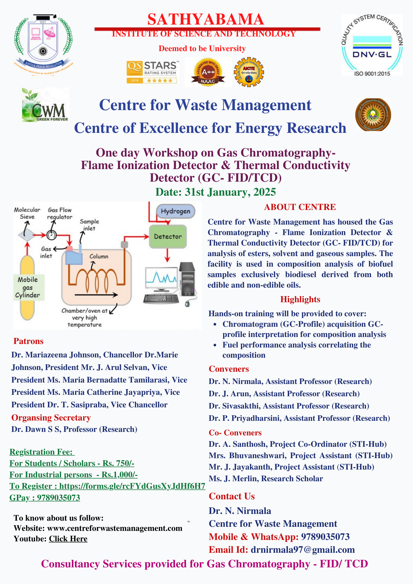 Workshop on Gas ChromatographyFlame Ionization Detector & Thermal Conductivity Detector (GC- FID/TCD) 2025